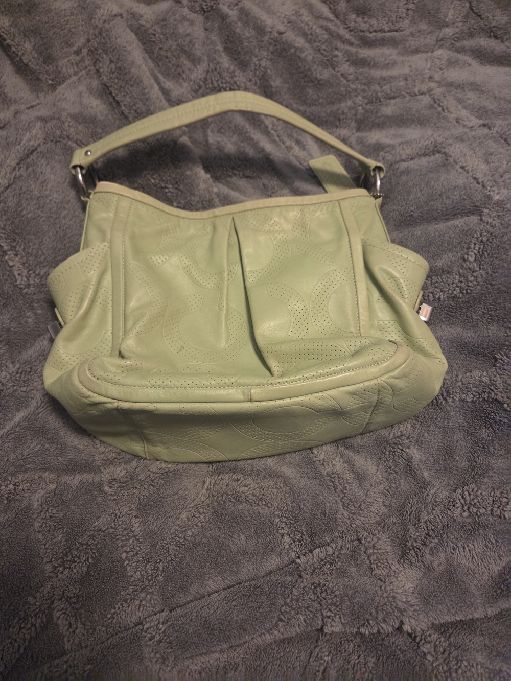 Green Leather Coach Hobo Shoulder Bag - Unbranded